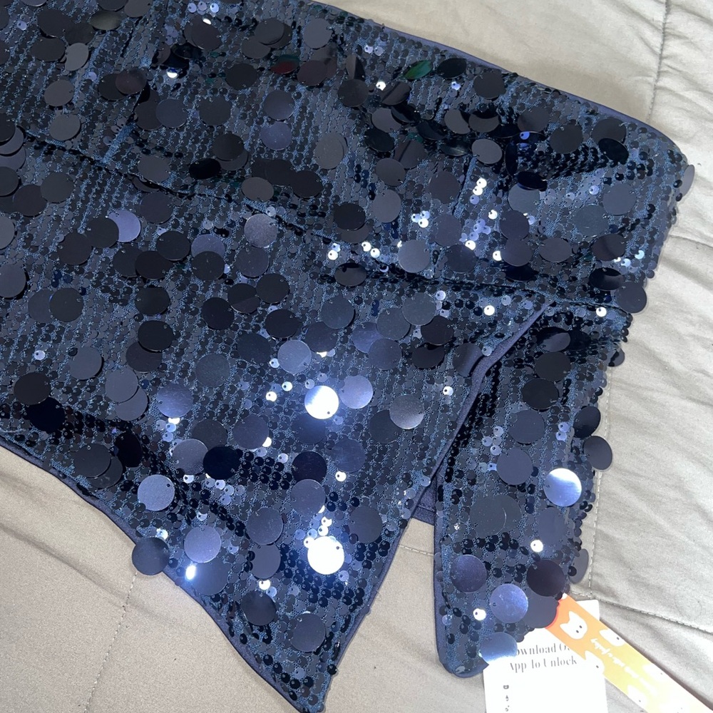 Cider Navy Sequin Strapless Top - Picture 6 of 6